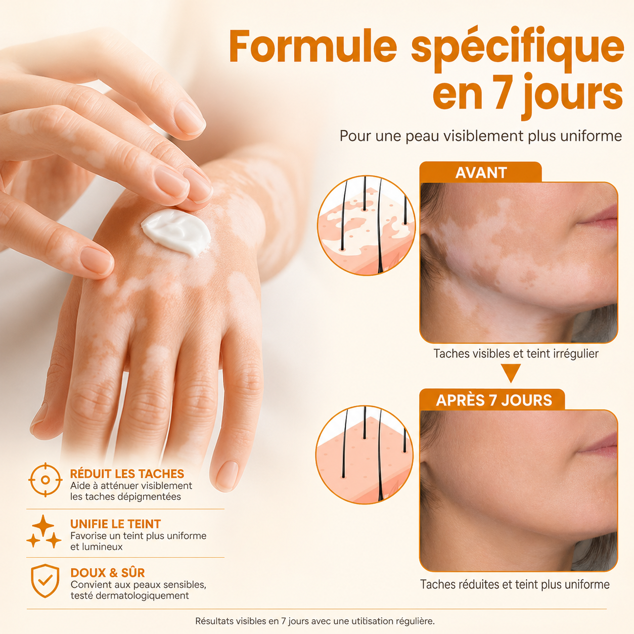 Crème pour la peau Vitiligo – Soin Restaurateur et Unifiant