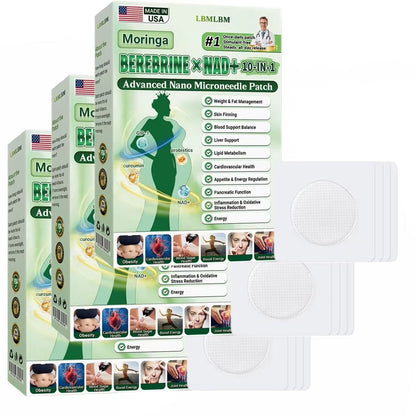 Healrize® Moringa · Berbérine × NAD+ Patch Microneedle Avancé 10-en-1 — Une Fois Par Jour, Résultats Visibles en 7 Jours